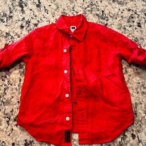 Janie and Jack Red Linen Shirt